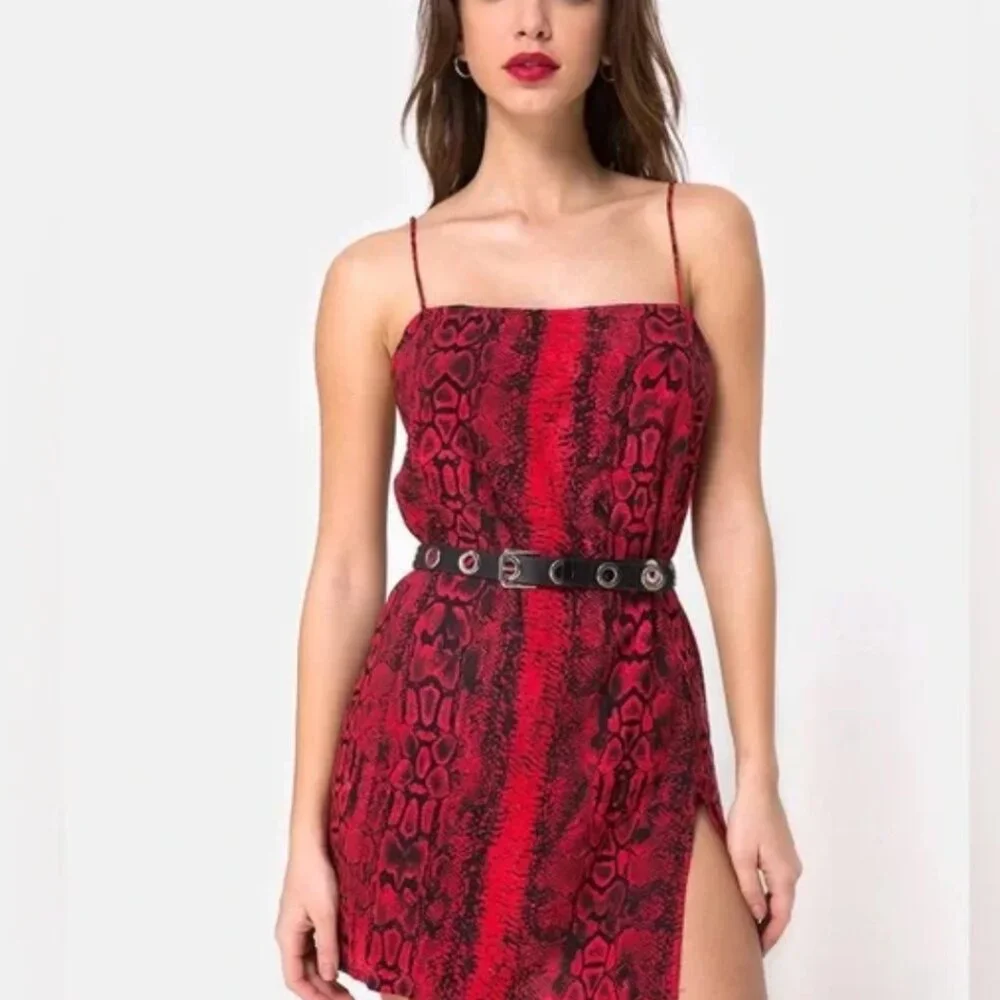 Motel Rocks Red Snake-Print Slip Mini Dress - Picture 7 of 8